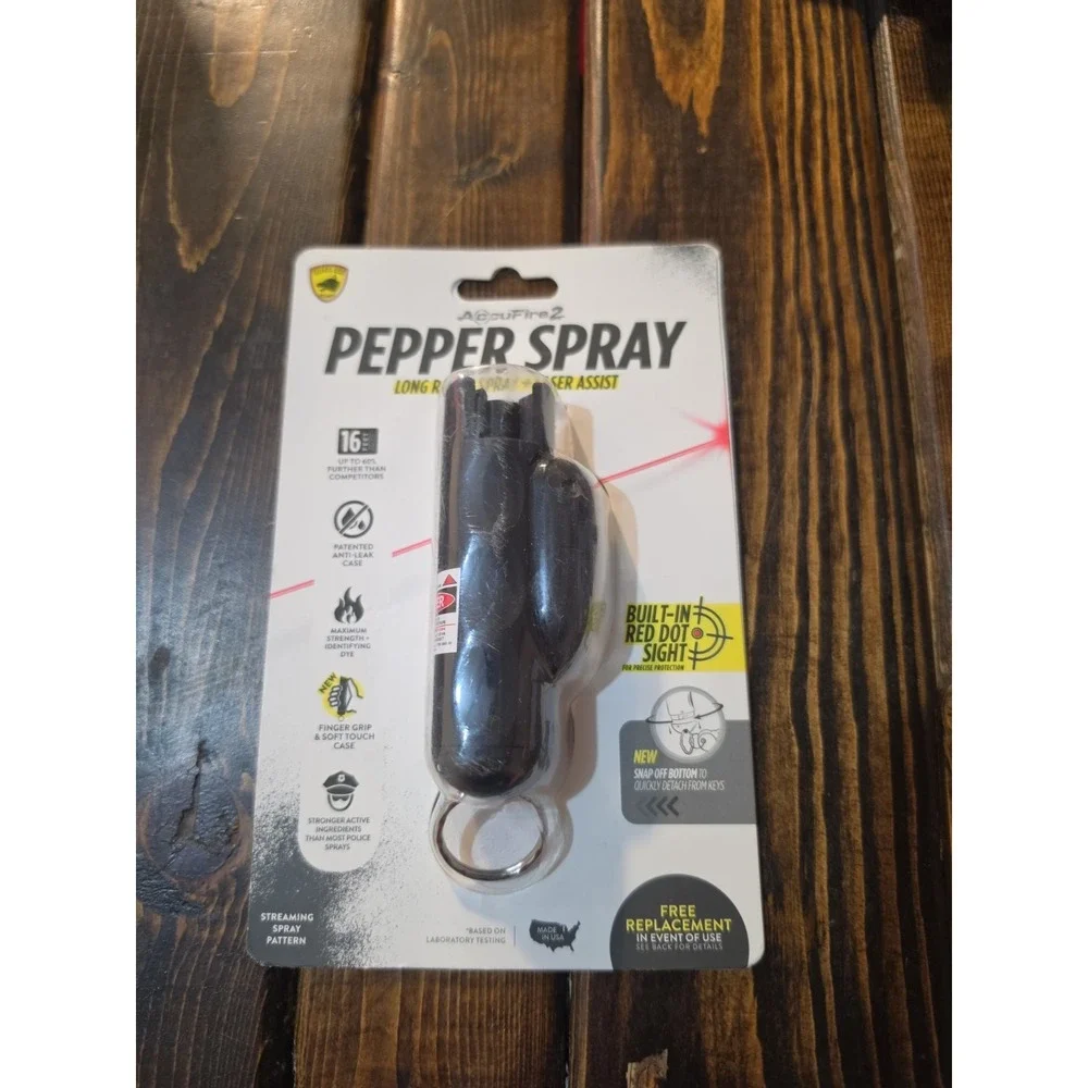 Guard Dog Quick-Action Pepper Spray Keychain W/ Belt Clip Black-Body 16 Feet